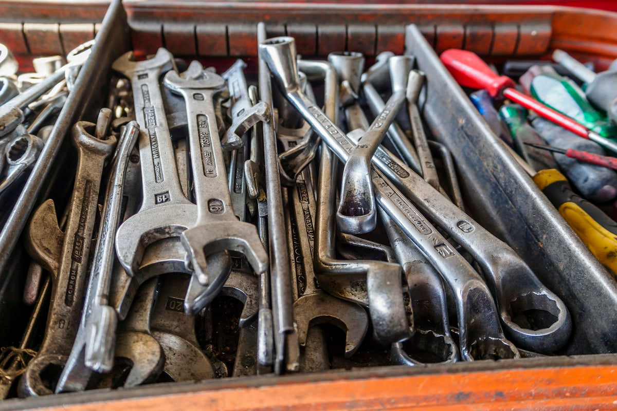 Box full of wrenches and hand tools - wrench types guide - EQUIPE Egypt