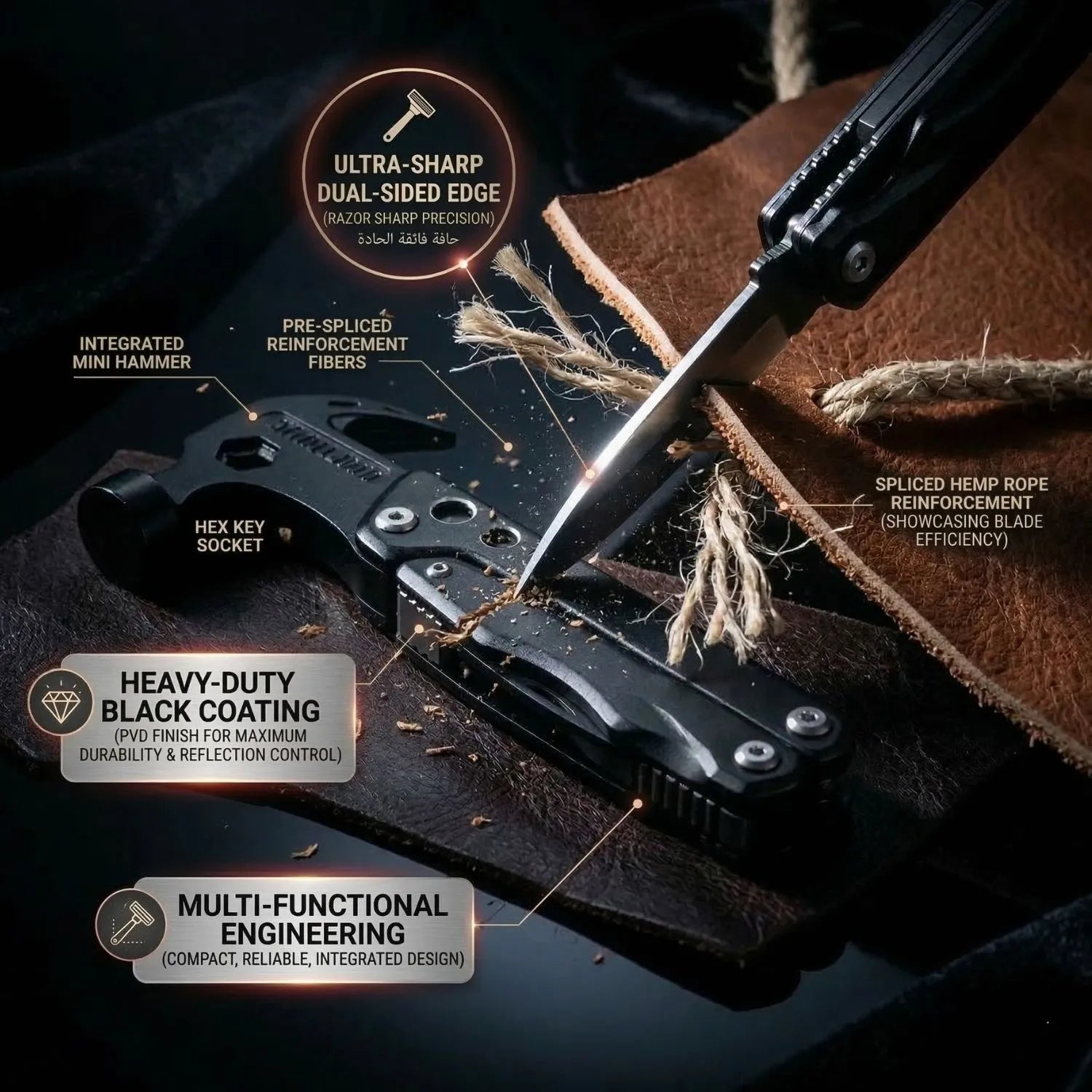 Premium Folding Multi-Tool Pliers – Stainless Steel 9-in-1 Pocket Tool with Knife, Screwdrivers & Wire Cutter