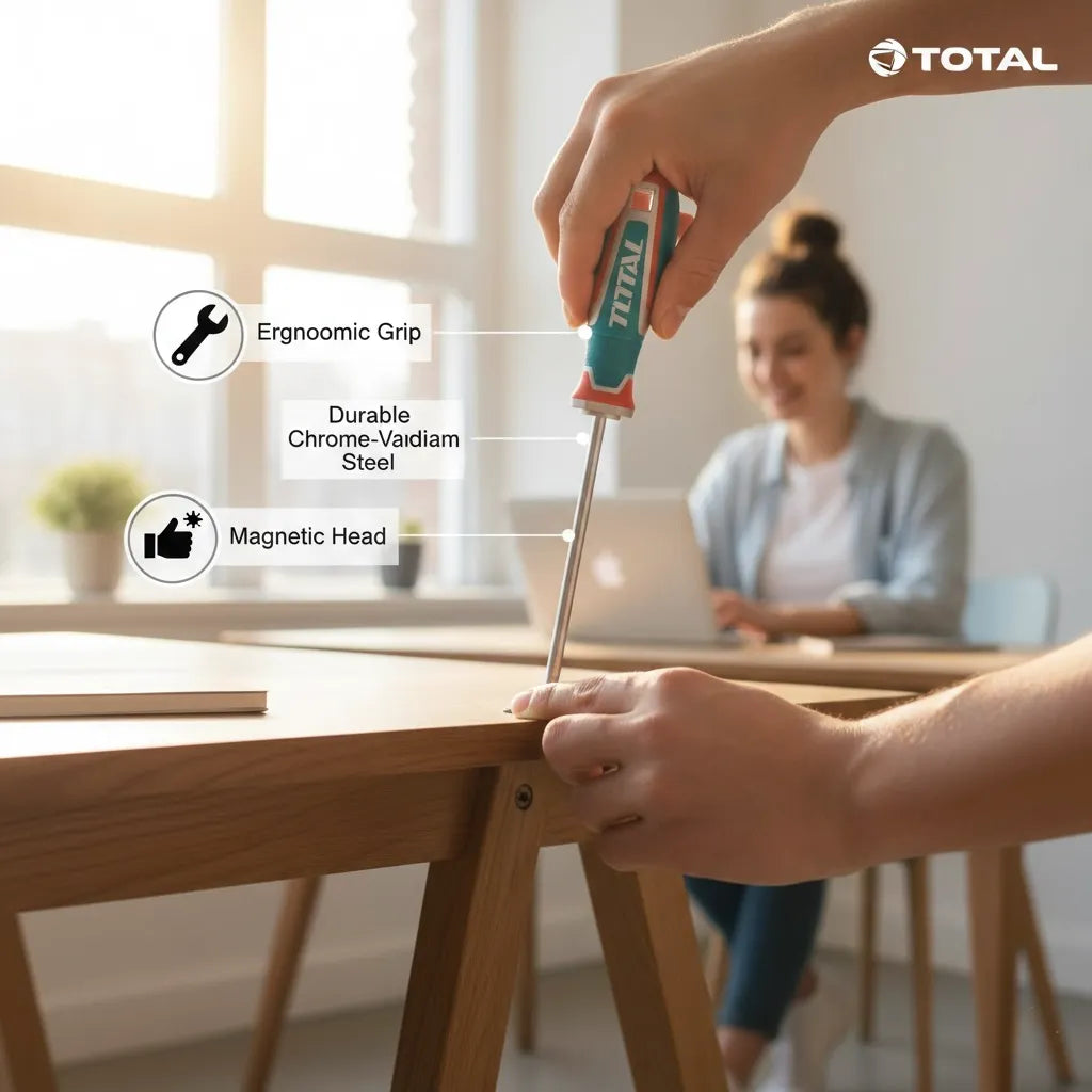 مفك براغي صليبة توتال (TOTAL) – مقاس PH2 × 125 مم – صلب S2 شديد التحمل