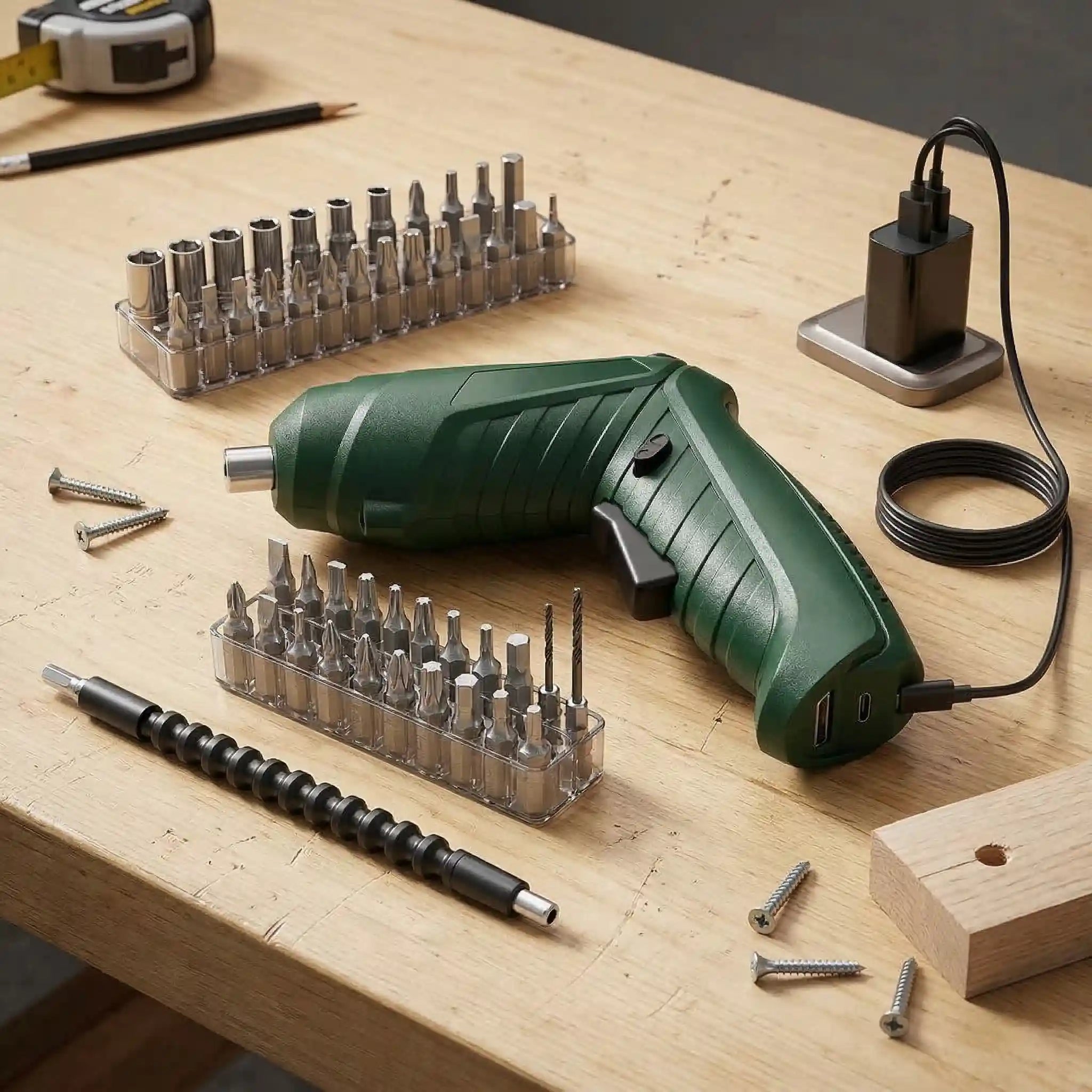 Fit 4.8V Cordless Screwdriver - Compact with Bit Set & Flexible Extension