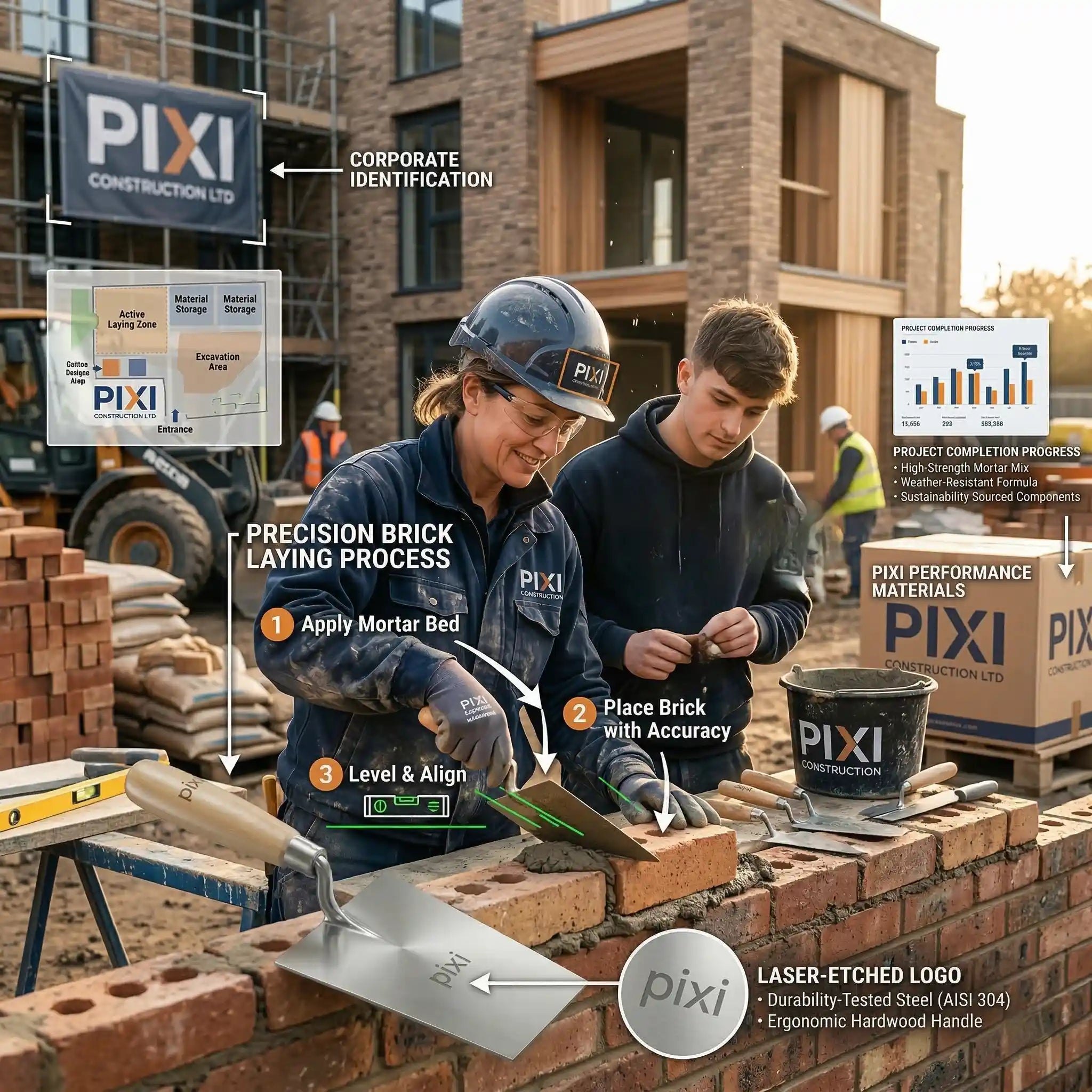 مسطرين (محارة) بناء PIXI مقاس 18 – يد خشبية متينة