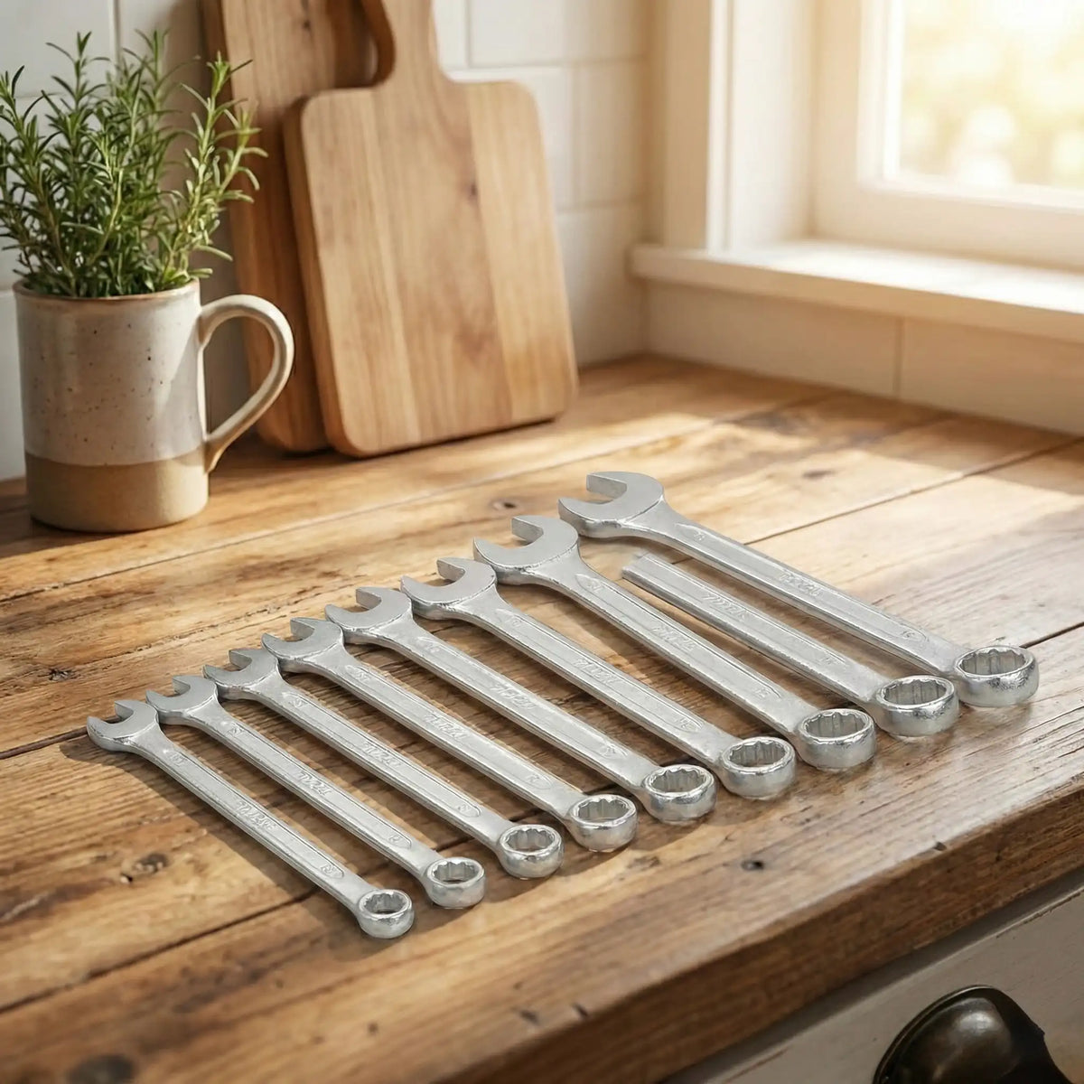 TOTAL 8-Pcs Ratchet Spanner Set - 8-19mm Sizes