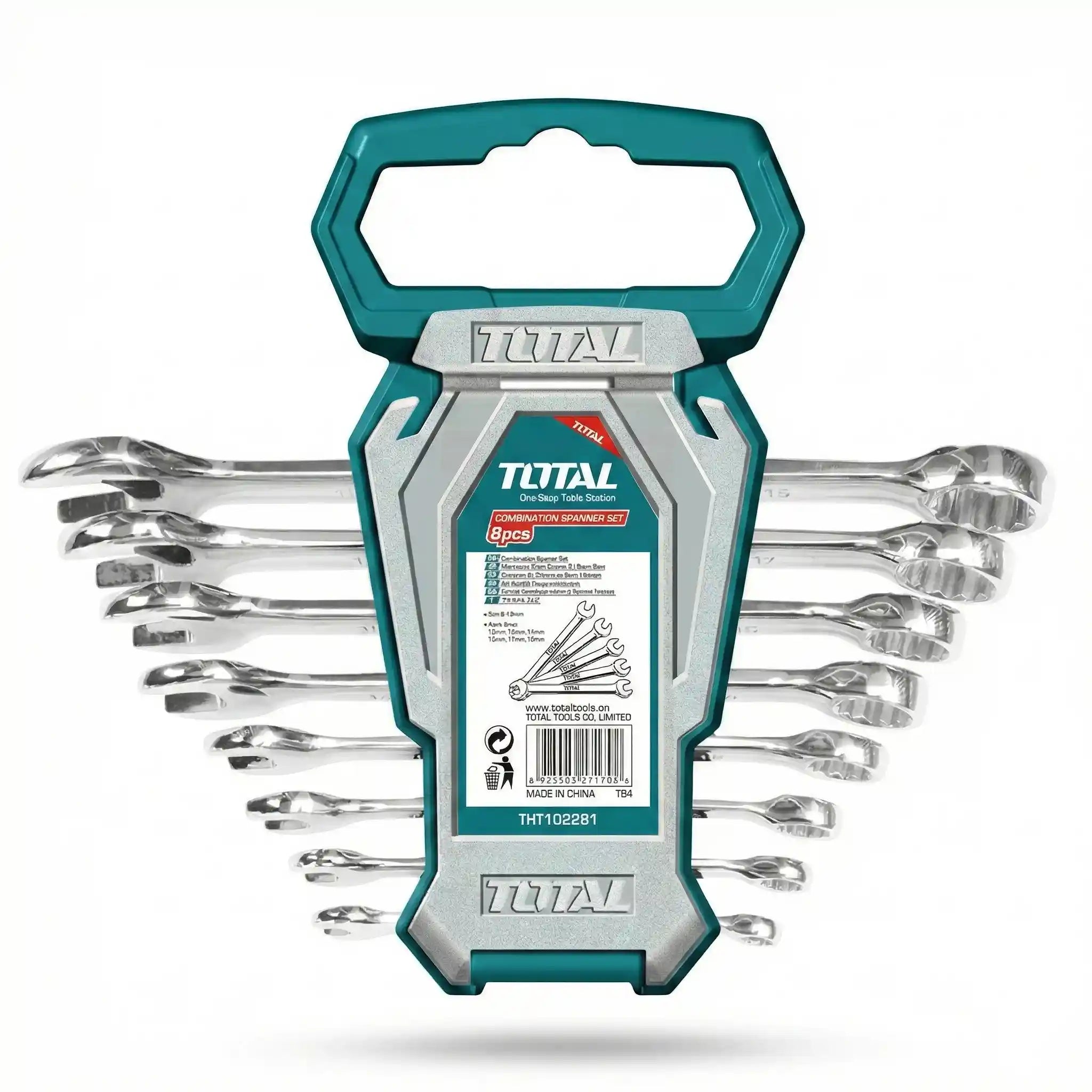 طقم مفاتيح بلدي مشرشر توتال (TOTAL) عدد 8 قطع – فئة Industrial – مقاسات من 6 إلى 19 مم – موديل THT1022861