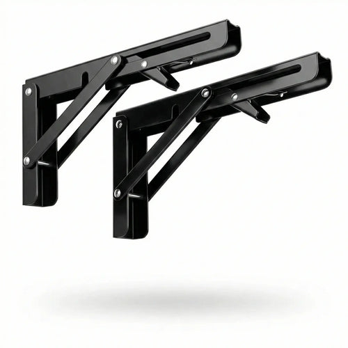 Folding shelf brackets pair with wooden shelf - image 2