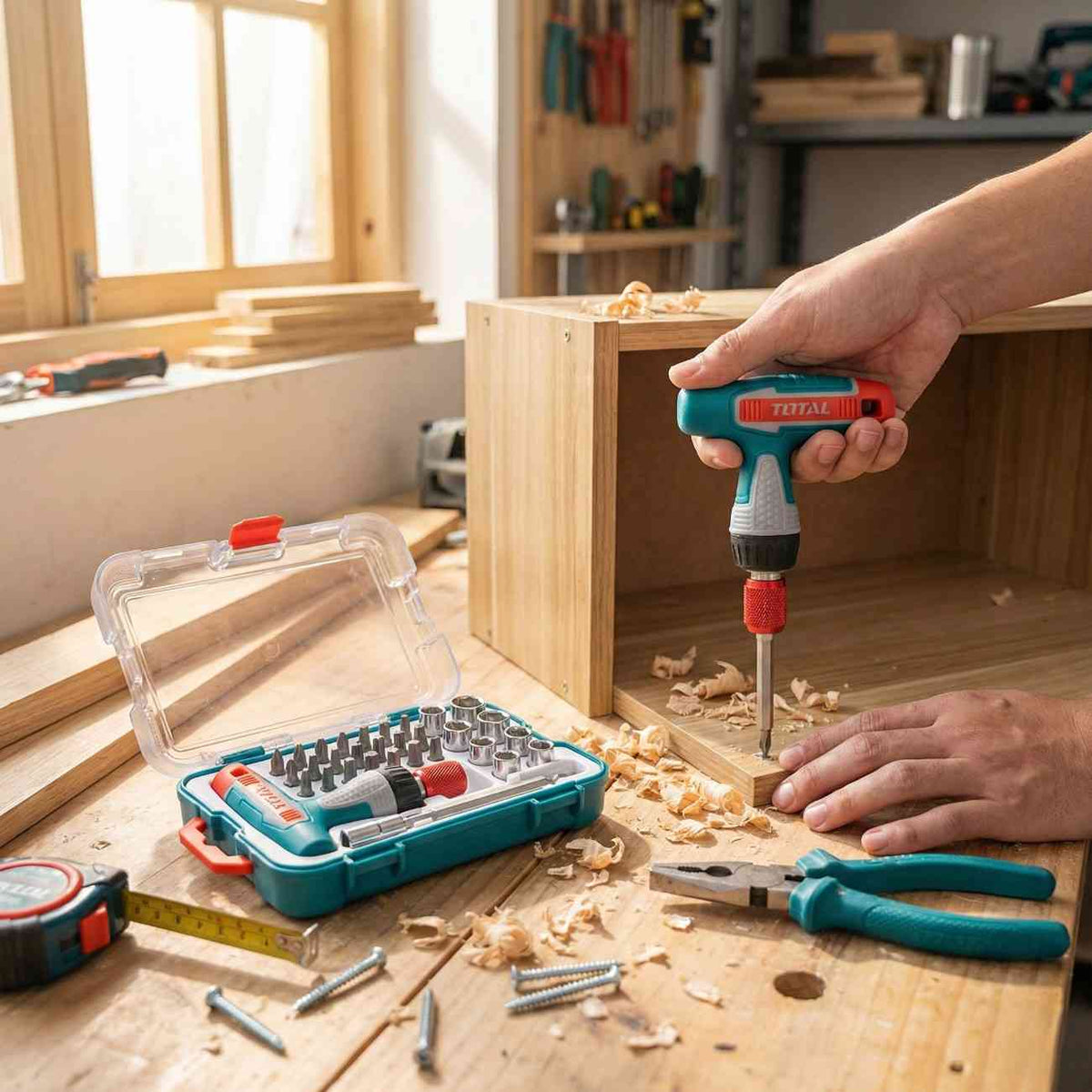 توتال طقم مفكات T-Handle عدد 31 قطعة – قبضة مريحة لعزم أعلى