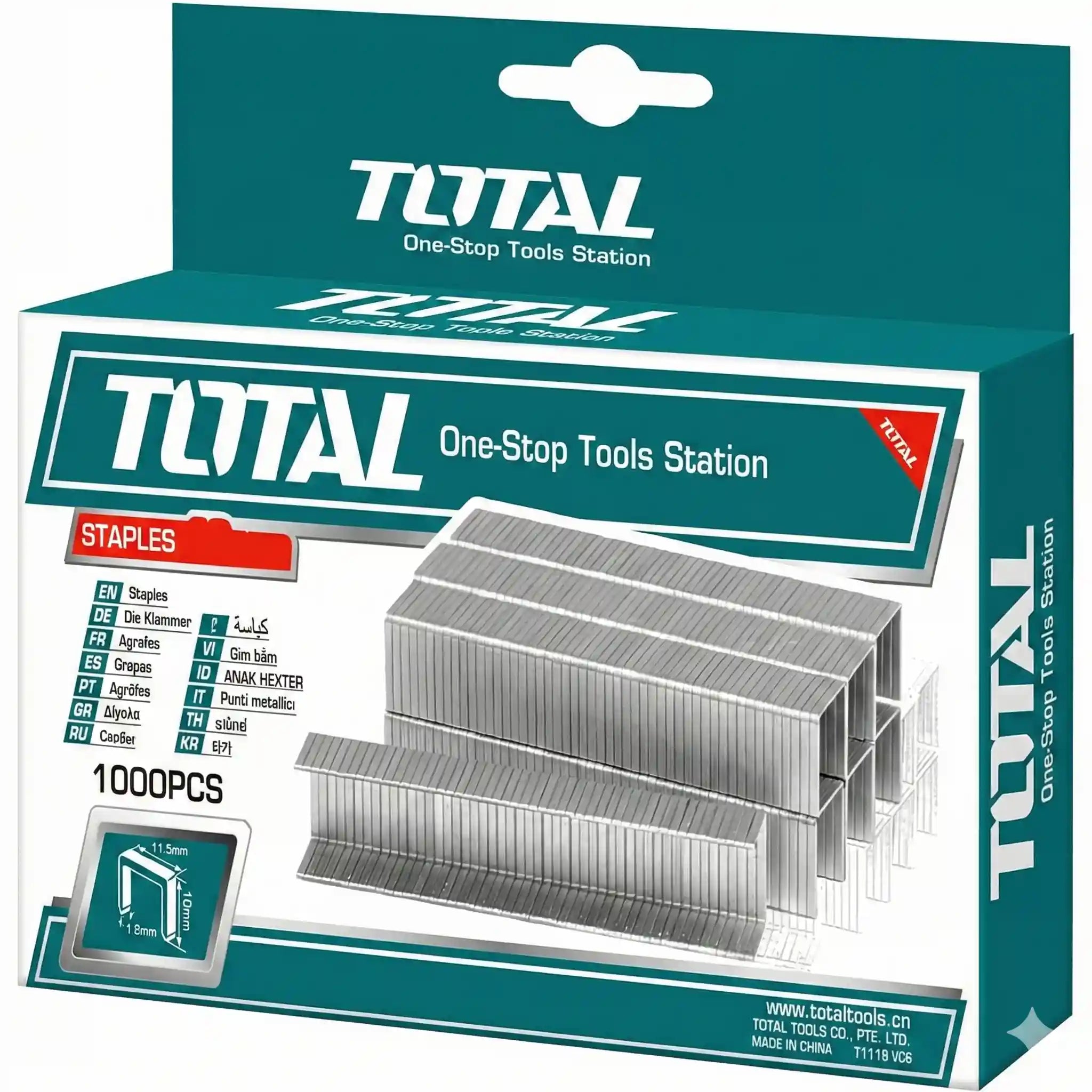 دبابيس دباسة توتال (TOTAL) مقاس 10 مم – علبة 1000 دبوس – موديل THT39102