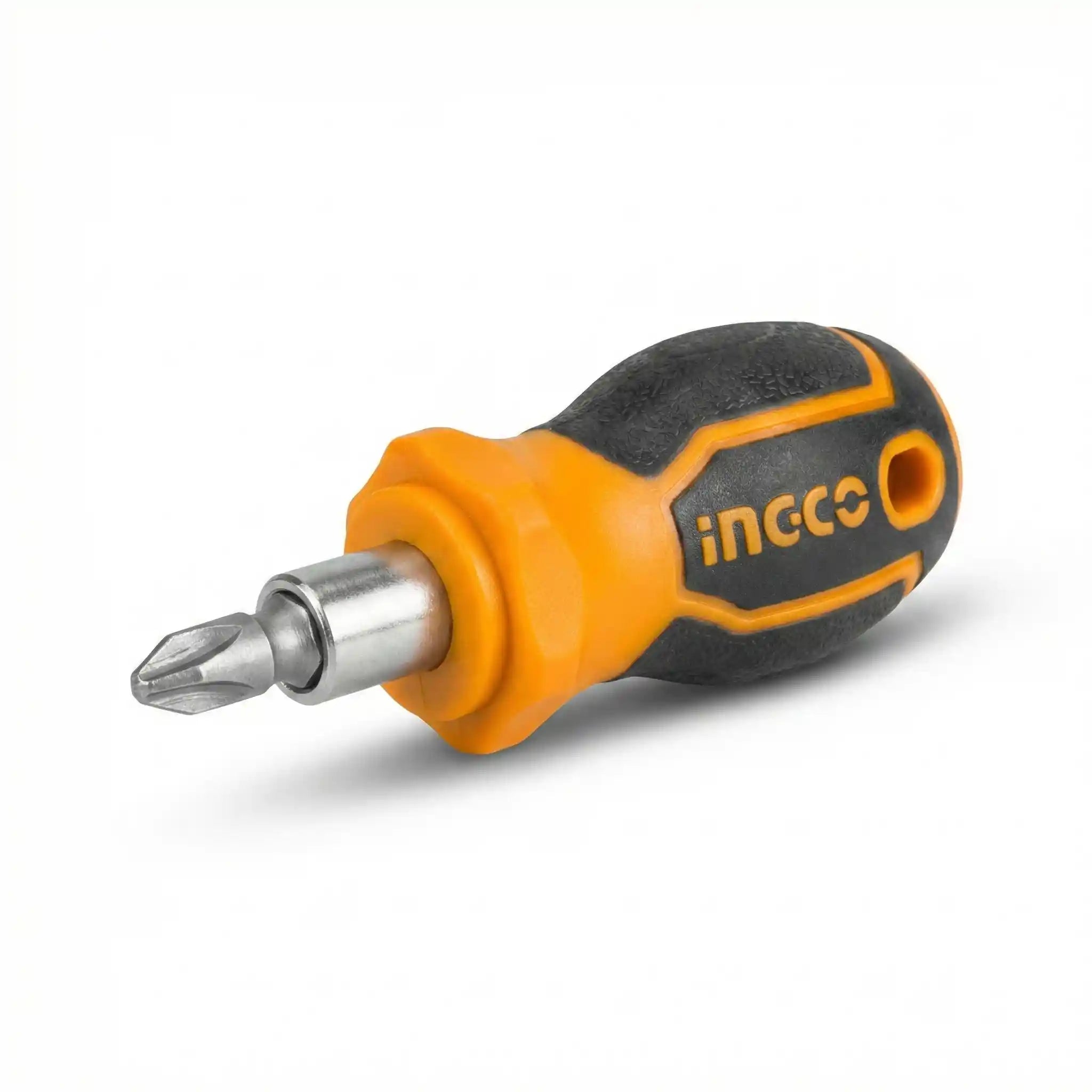 INGCO Stubby Interchangeable Screwdriver – 2-in-1 Double-Ended Bit (Slotted & Phillips)