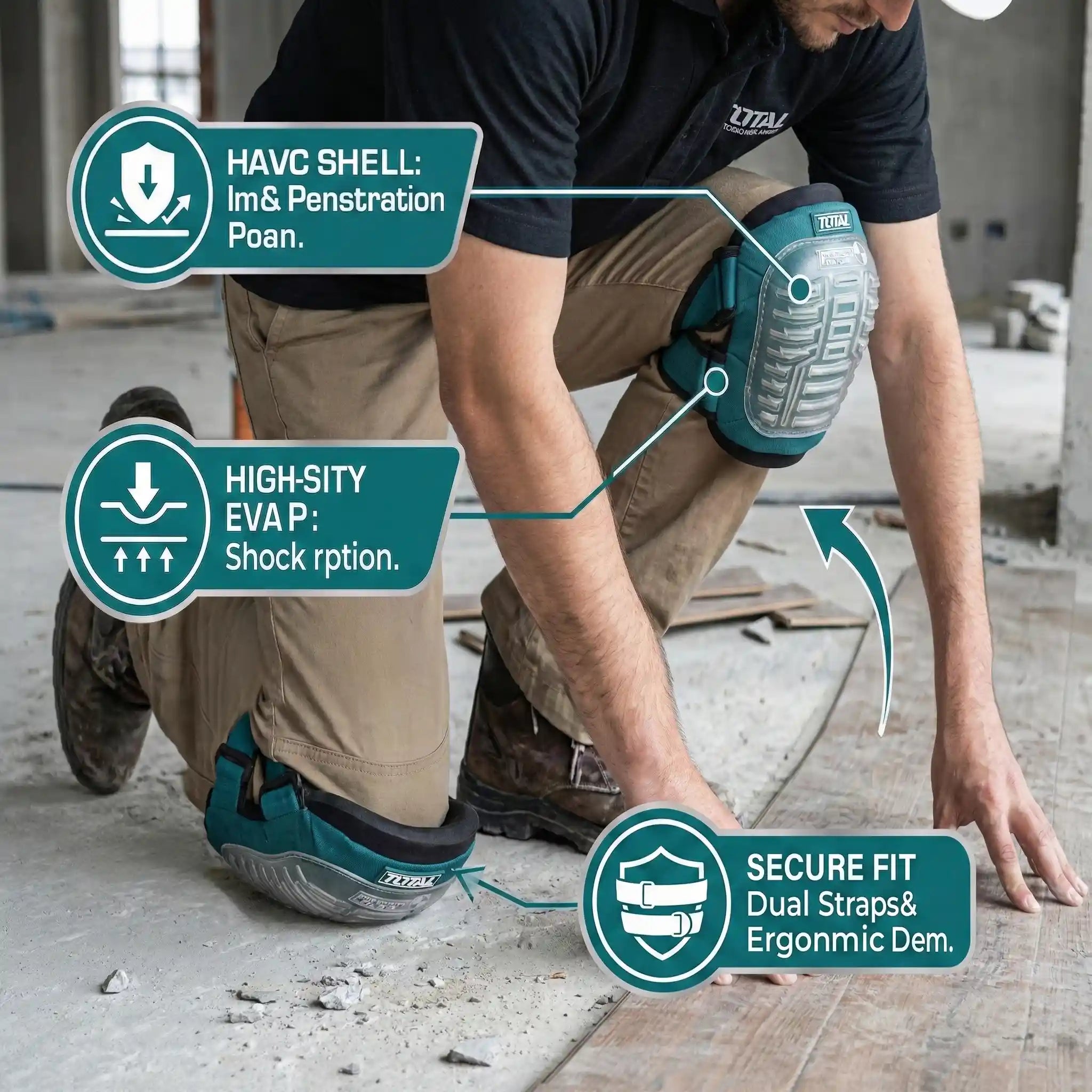 واقي ركبة احترافي توتال (TOTAL) - مقاس 215×180 مم - موديل THKPTO201