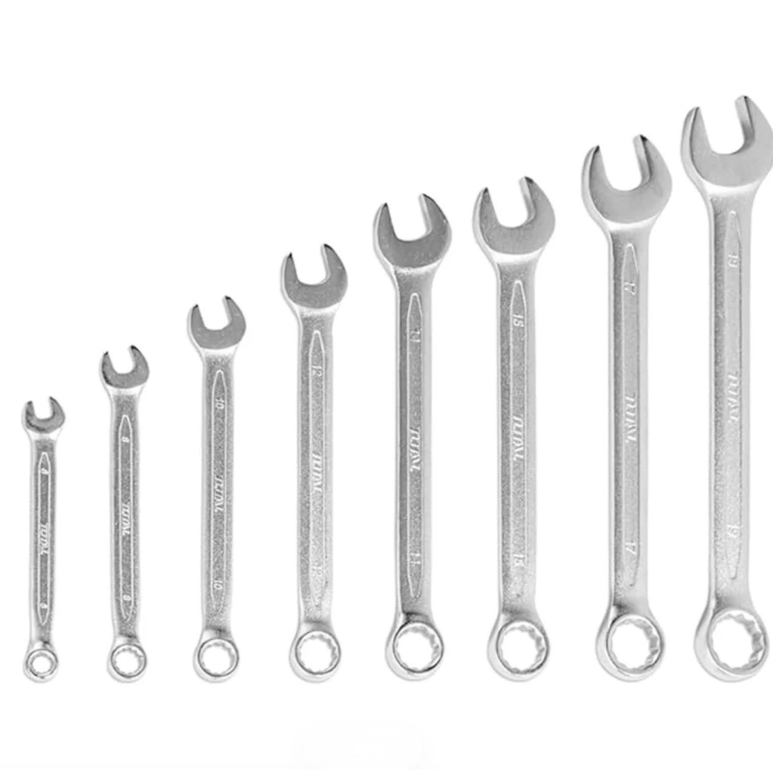 طقم مفاتيح بلدي مشرشر توتال (TOTAL) عدد 8 قطع – فئة Industrial – مقاسات من 6 إلى 19 مم – موديل THT1022861