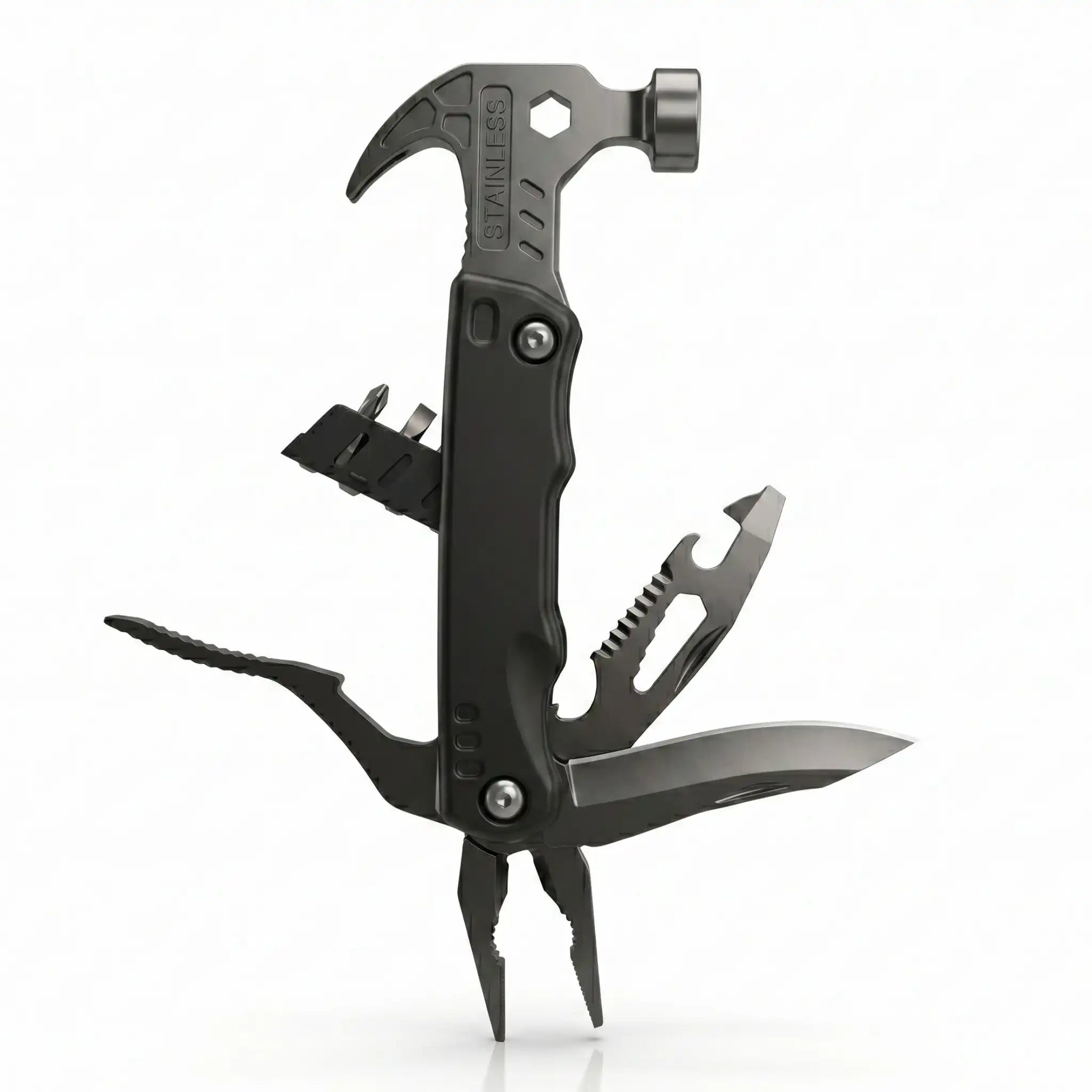 Premium Tactical Multi-Tool Hammer with Pliers, Knife, and Screwdriver Bits - Survival & Emergency Gear