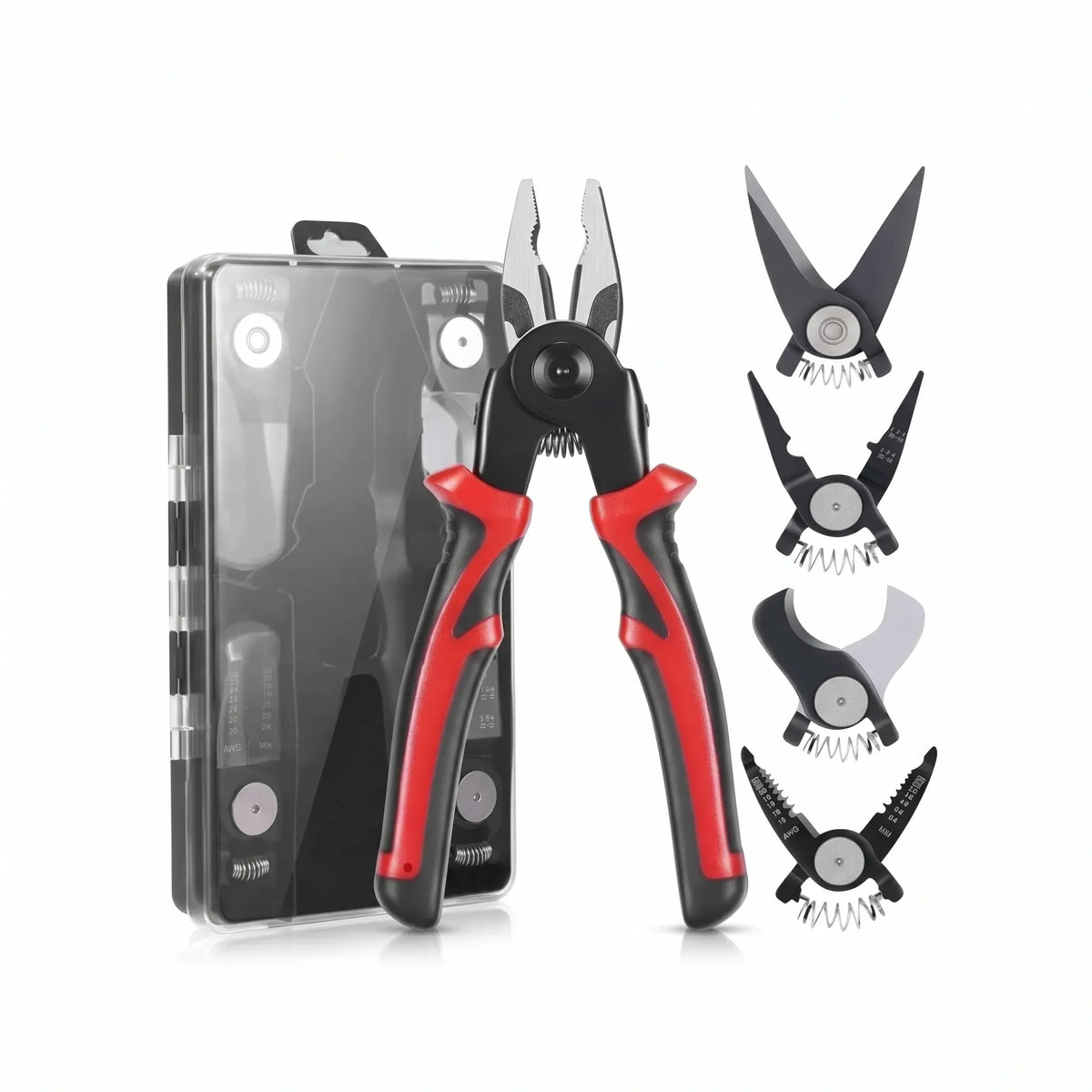 5-in-1 interchangeable head pliers set with storage case