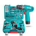 Total 129-Piece Tool Set with 12V Cordless Drill - Comprehensive Home Repair Kit