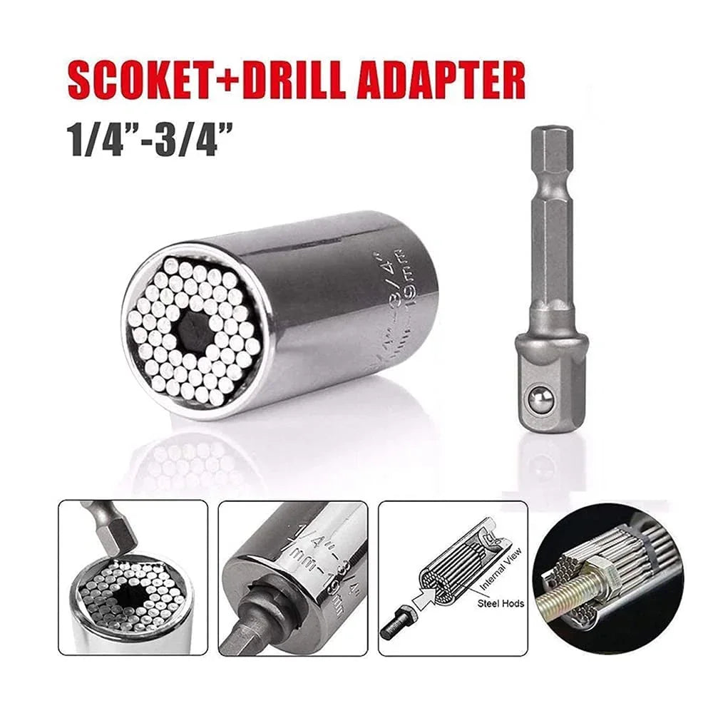 Universal Socket Tool Set with Power Drill Adapter – 7mm to 19mm - EQUIPE - إيكويب
