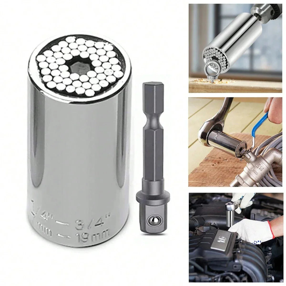 Universal Socket Tool Set with Power Drill Adapter – 7mm to 19mm - EQUIPE - إيكويب